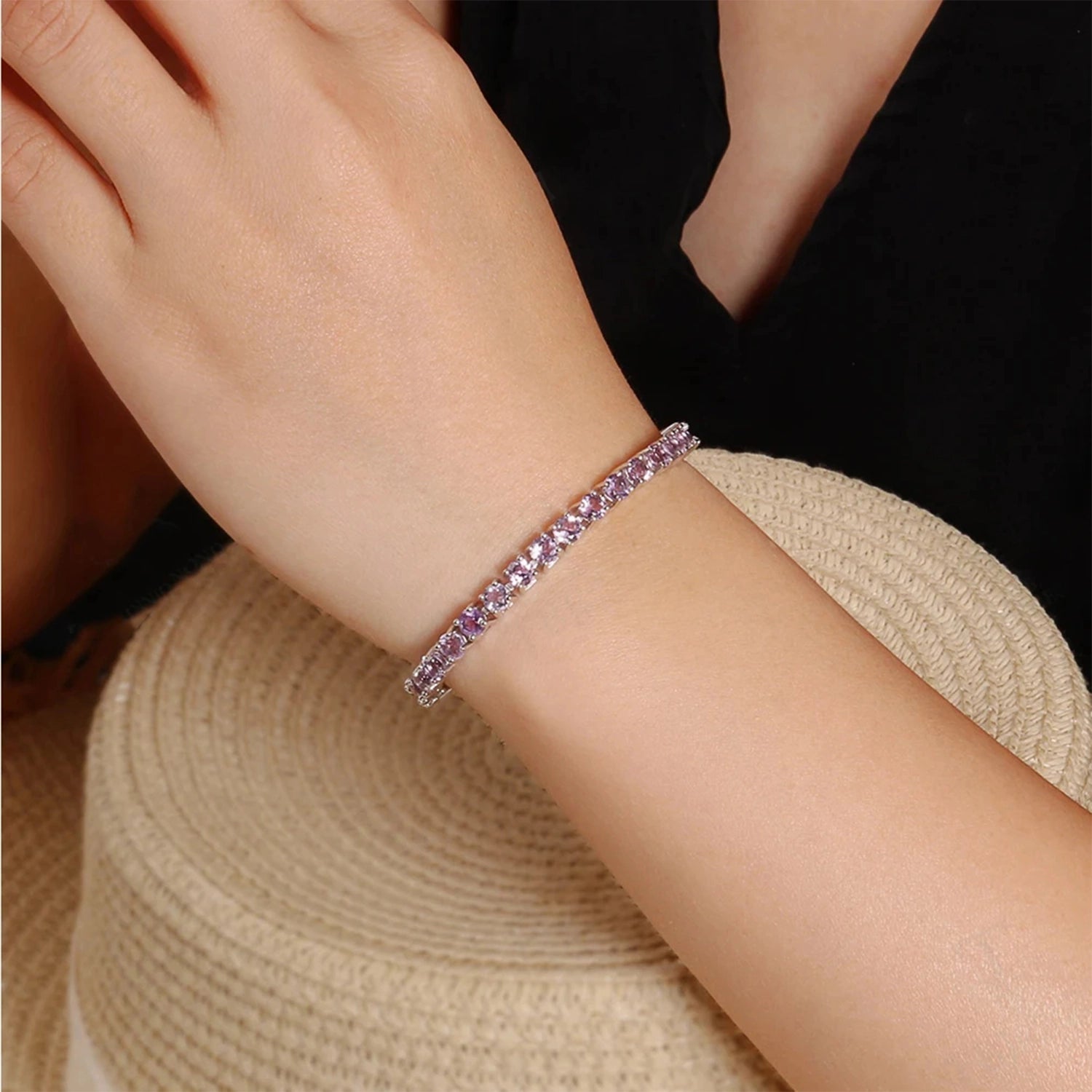 Brazil Amethyst Geometric Silver Bracelet